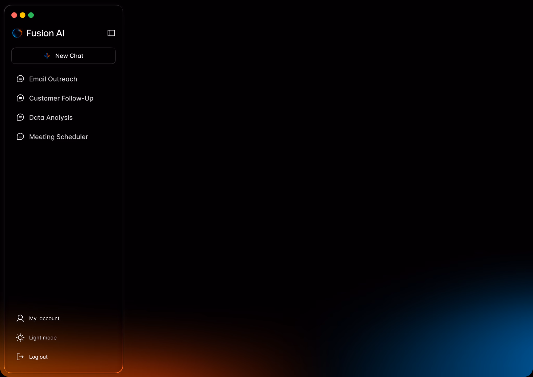 Fusion AI workspace dashboard