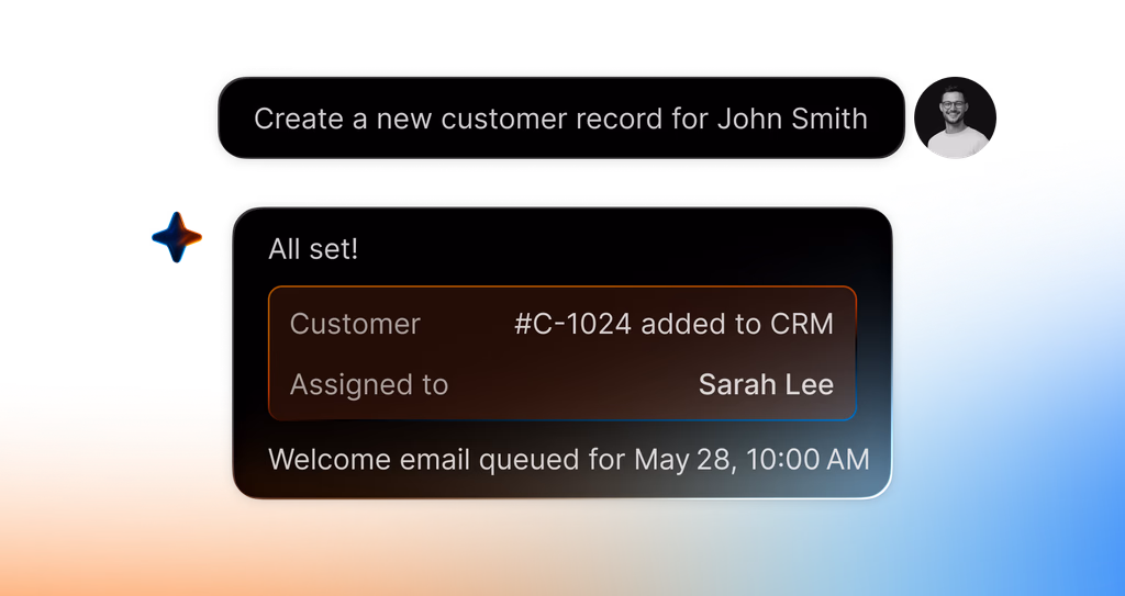 Fusion AI conversational action interface
