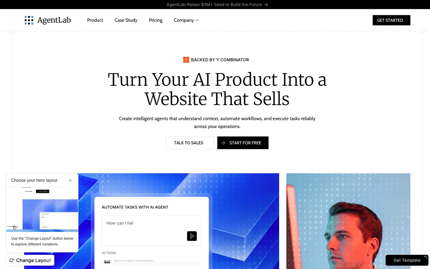 AgentLab website template preview