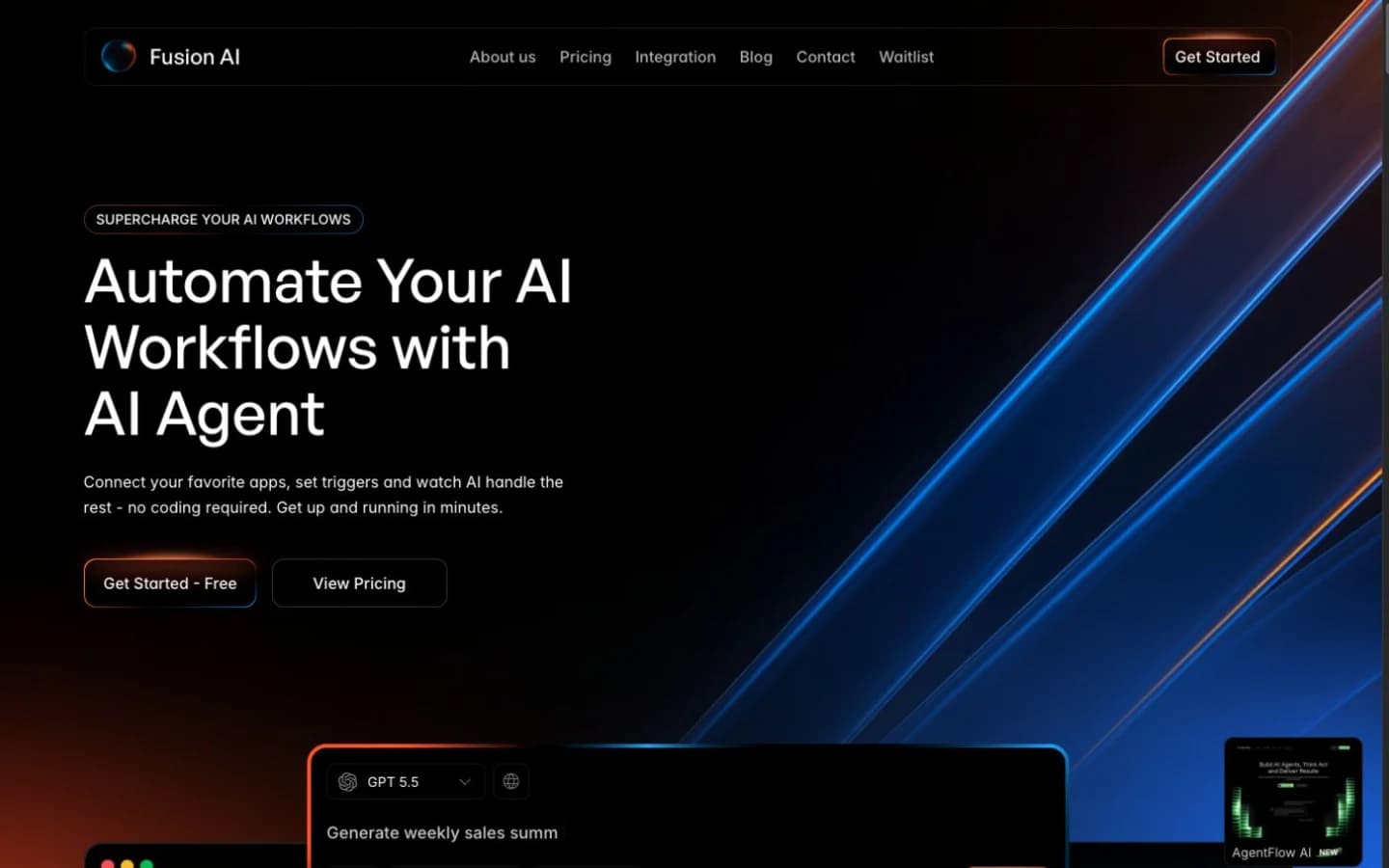 Fusion AI website template preview